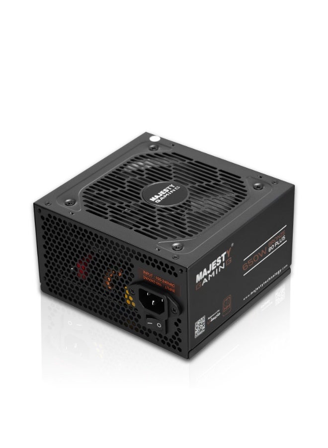 Majesty Power Supply 650W Bronze Non-Modular Low Noise Power Supply - ATX 3.0 and PCIe 5.0 Compatible - 105°C Capacitors - 80+ Bronze Efficiency - Black - 5 Year Warranty - Image 1