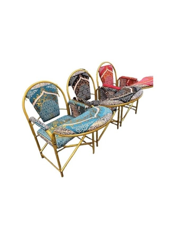 ريبنيو كرسي الصلاة المريح القابل للطي لكبار السن مع مسند وجيب جانبي لون (ازرق) - Image 4