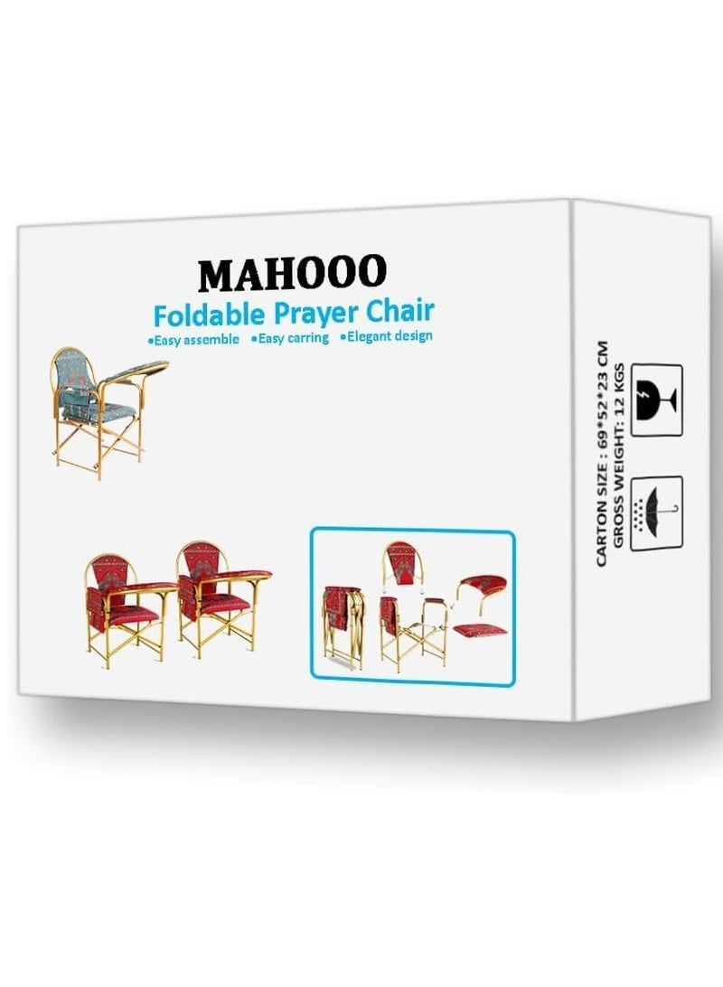 ريبنيو كرسي الصلاة المريح القابل للطي لكبار السن مع مسند وجيب جانبي لون (ازرق) - Image 5