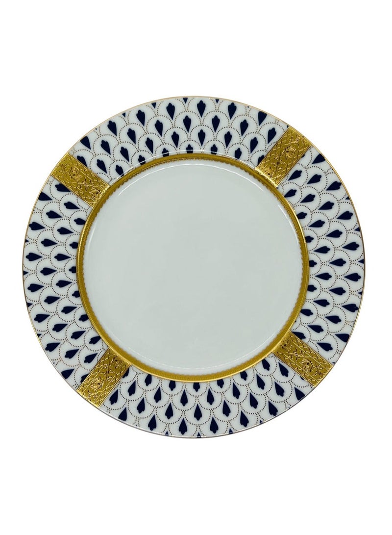 Veronese Ceramic Plate 8", Italian Design, Blue and Gold, PE19296 - Image 2