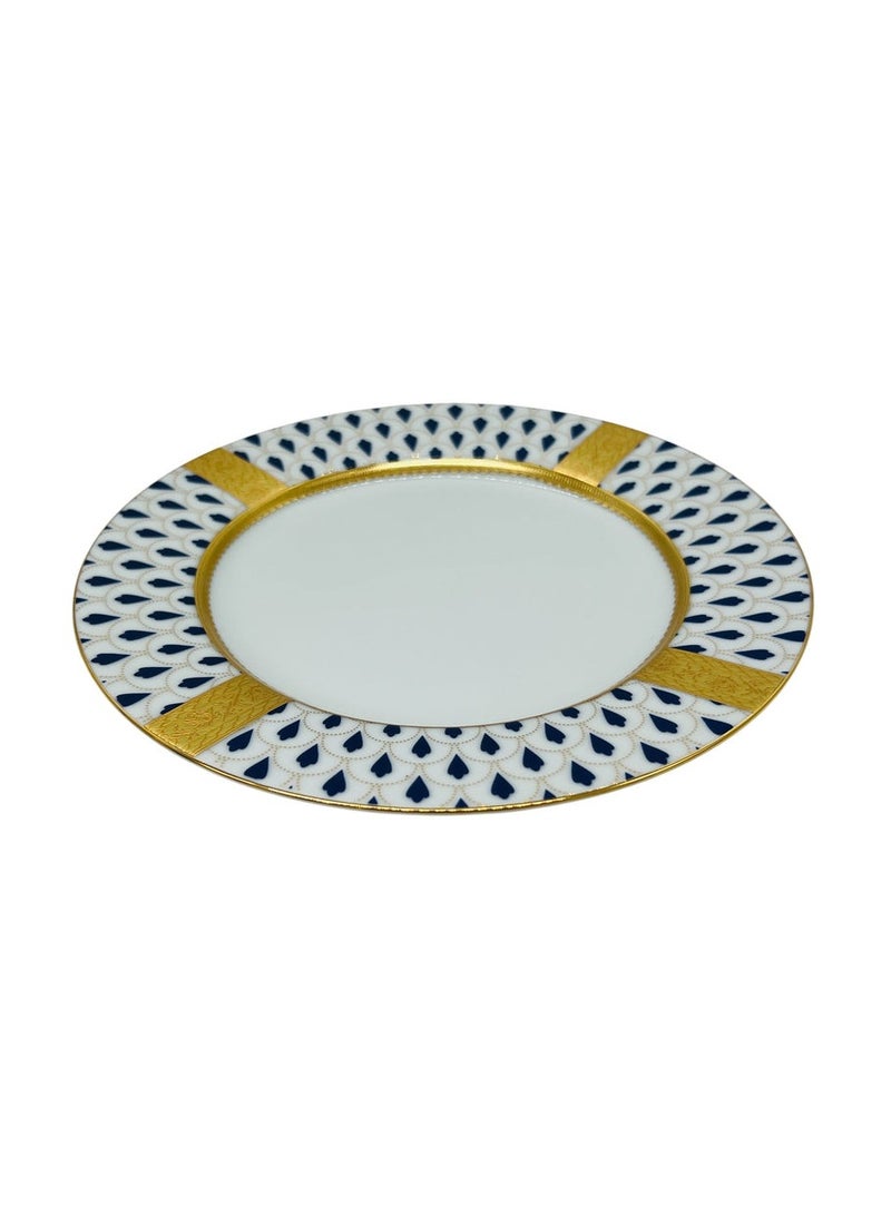 Veronese Ceramic Plate 8", Italian Design, Blue and Gold, PE19296 - Image 1