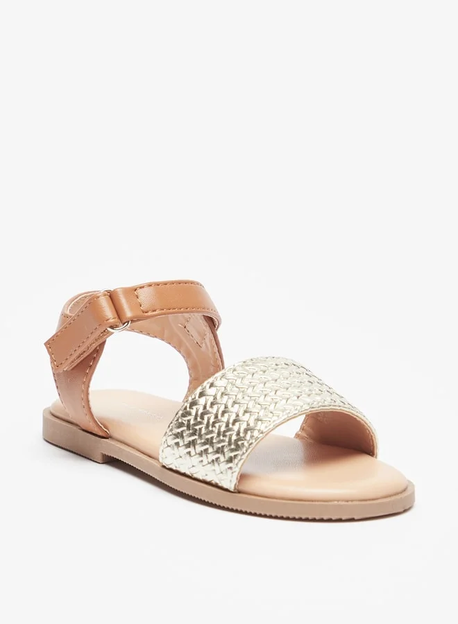Flora Bella By Shoexpress Girl's Weave Textured Sandals with Hook and Loop Closure Ramadan Collection
