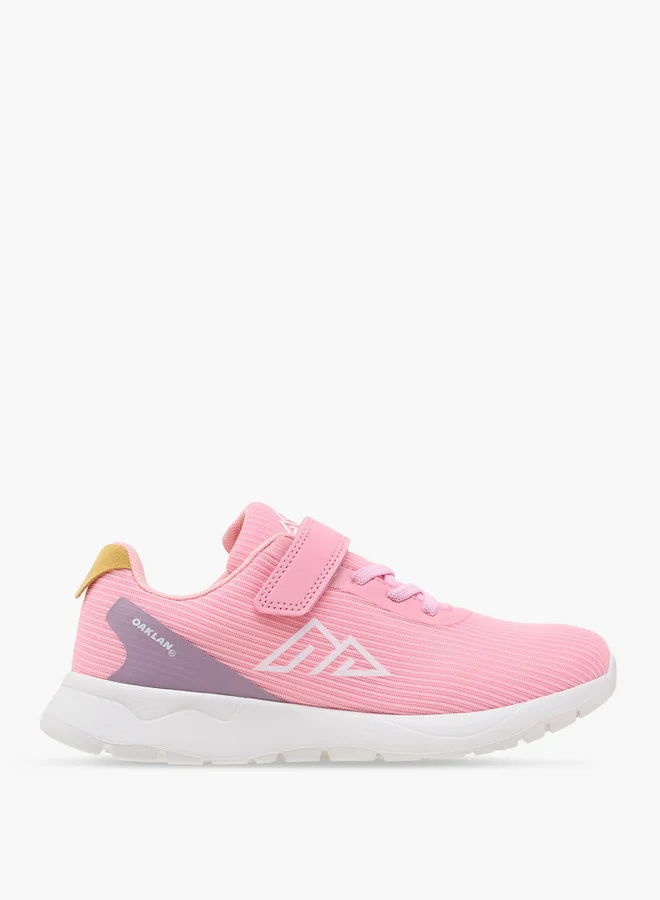 Oaklan by Shoexpress Girls Logo Print Sports Shoes with Hook and Loop Closure