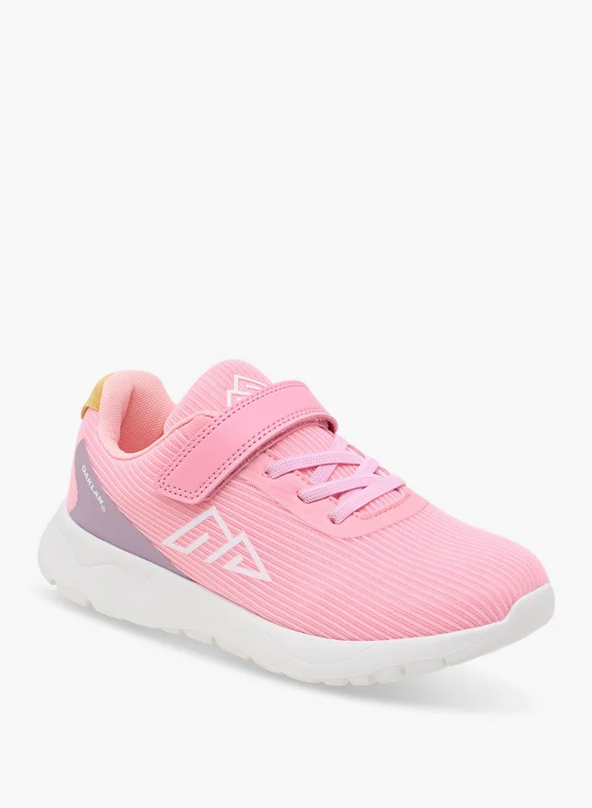 Oaklan by Shoexpress Girls Logo Print Sports Shoes with Hook and Loop Closure