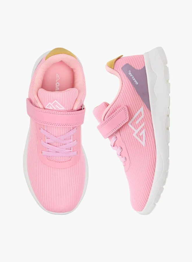 Oaklan by Shoexpress Girls Logo Print Sports Shoes with Hook and Loop Closure