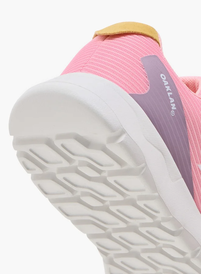 Oaklan by Shoexpress Girls Logo Print Sports Shoes with Hook and Loop Closure