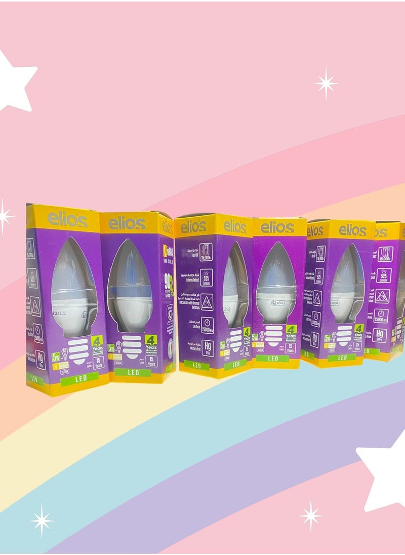 Elios 6 5-watt LED bulbs, Elios brand, warm lighting 