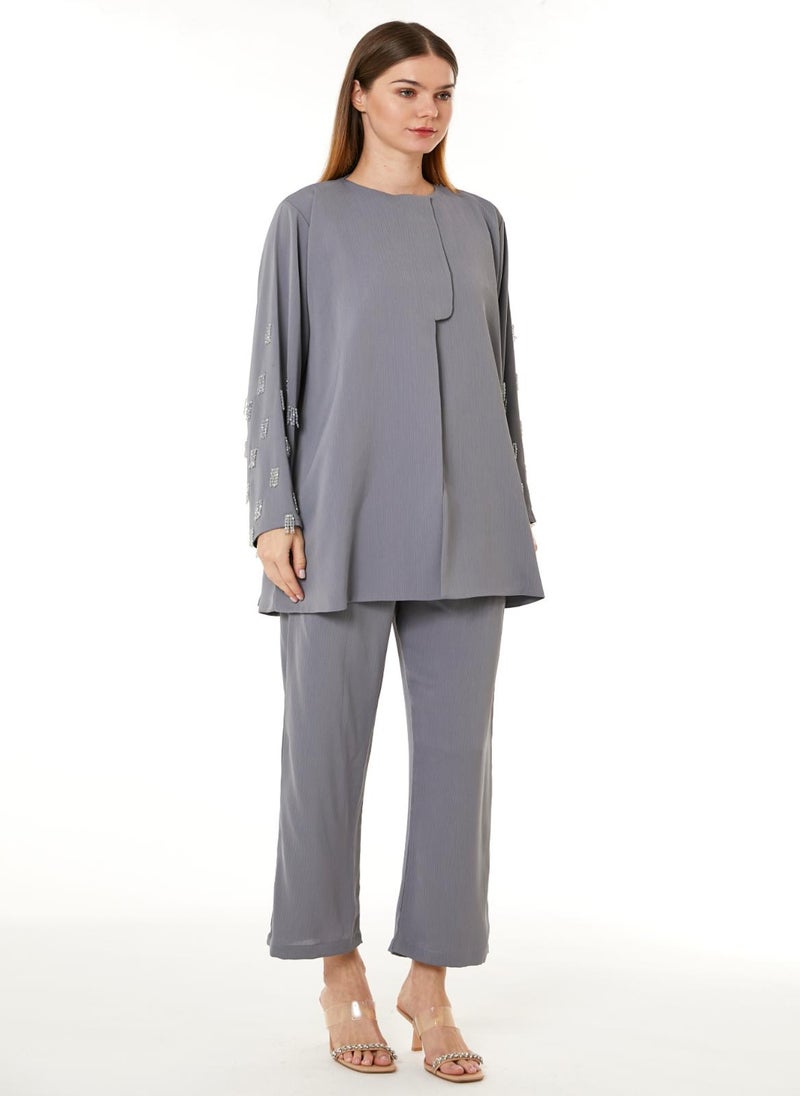 Moistreet Grey Zoom Top and Pants Set - Image 1