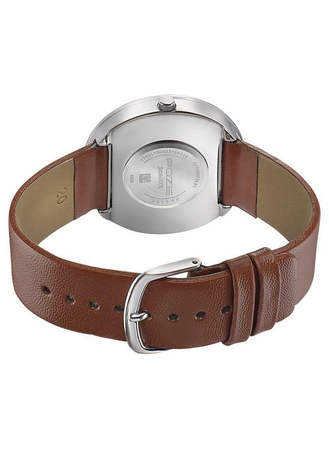 Sonata Poze Quartz Analog Blue Dial Leather Strap Watch for Men-SP70007SL01 - Image 5