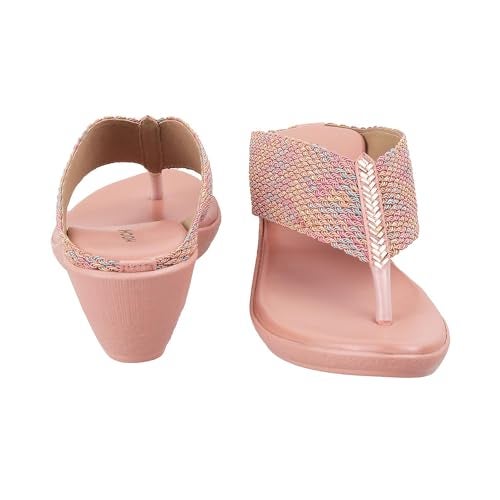 Mochi Women Pink Ethnic Wedge Sandal UK/6 EU/39 (32-485) - Image 5