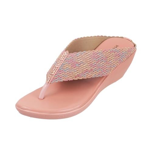 Mochi Women Pink Ethnic Wedge Sandal UK/6 EU/39 (32-485) - Image 1