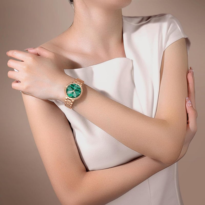 NIBOSI Women's Analog Quartz Watch with Rose Gold Stainless Steel Strap and Diamond Accents - Image 5
