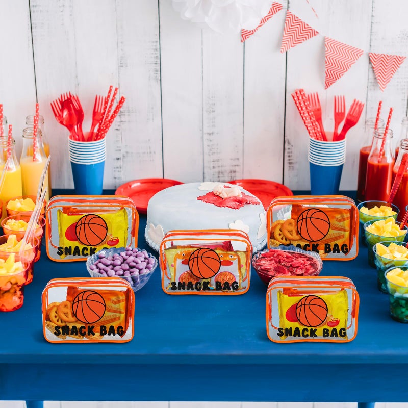 Yeyeplum 12 Pcs Basketball Snack Bags for Team Gifts Basketball Goodie Treat Candy Pouch Bags Clear PVC Waterproof with Zipper Party Favors for Team Ground Birthday Gifts Sport Supplies - Image 5