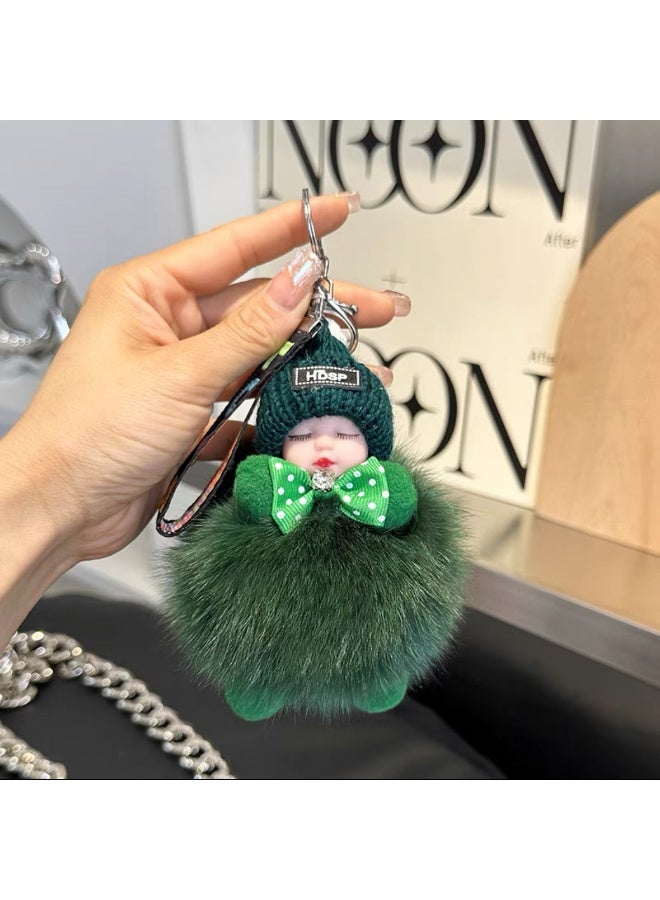 xozgdovg Genuine Fox Fur Doll Car Keychain - Cute Plush Toy Figurine