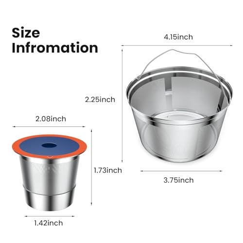 YEOSEN Reusable Coffee Filter For Keurig K DuoStainless Steel Reusable 812 Cup Basket for KDuo Essentials and K Duo Brewers Makers 2 Pack Reusable K Cups and 1 coffee filter - Image 3