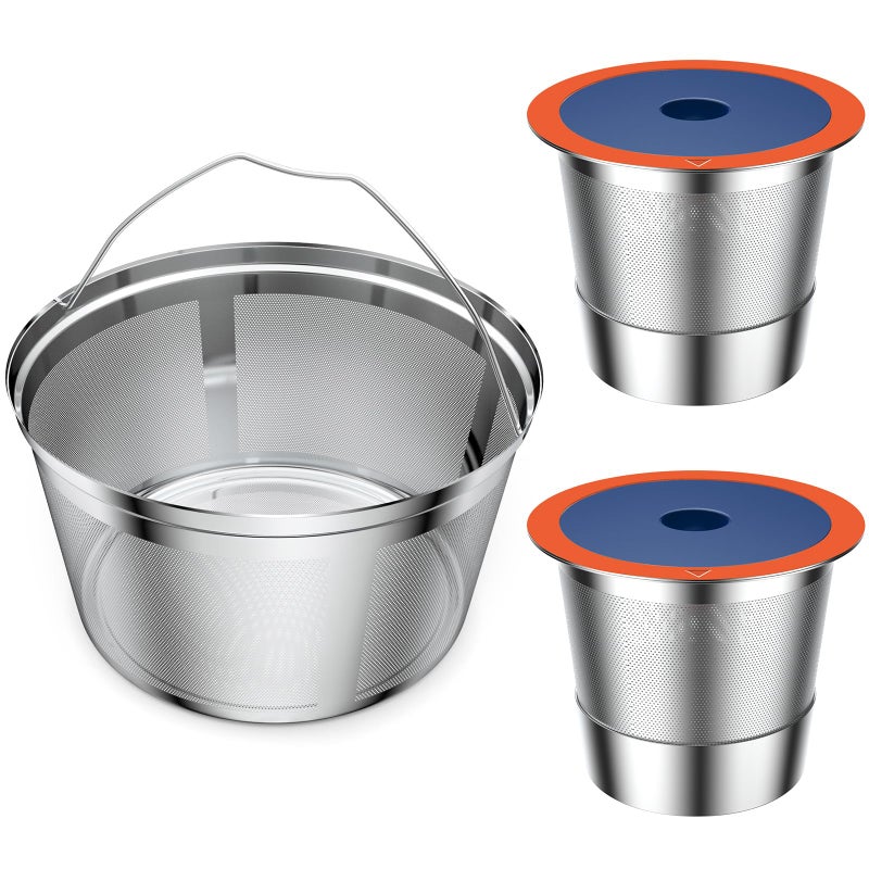 YEOSEN Reusable Coffee Filter For Keurig K DuoStainless Steel Reusable 812 Cup Basket for KDuo Essentials and K Duo Brewers Makers 2 Pack Reusable K Cups and 1 coffee filter - Image 2