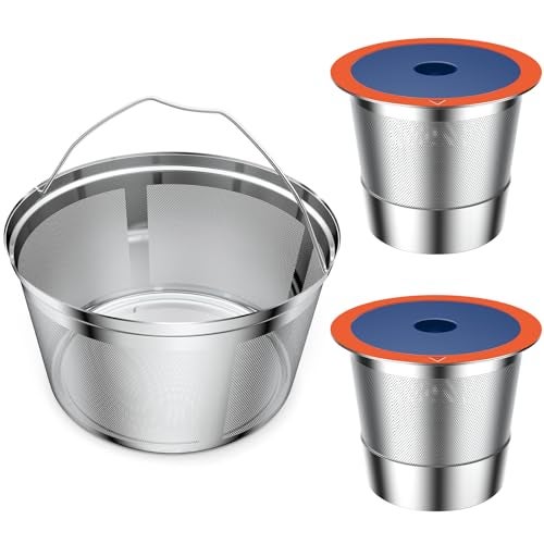 YEOSEN Reusable Coffee Filter For Keurig K DuoStainless Steel Reusable 812 Cup Basket for KDuo Essentials and K Duo Brewers Makers 2 Pack Reusable K Cups and 1 coffee filter - Image 1