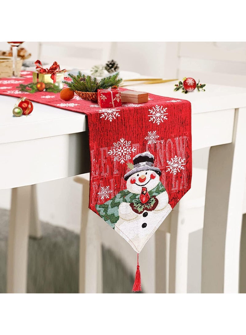 AUTOYSUR Christmas Embroidered Table Runner Holly Poinsettia Christmas Table Runner Christmas Dinner Decoration Christmas Flower Table Runner Christmas Table Decorations - Image 1