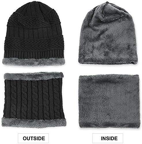 ADBUCKS Men's and Women's Snow Proof Inside Fur Wool Beanie Cap with Neck Warmer Set Knit (Blue, Free Size) - Image 5