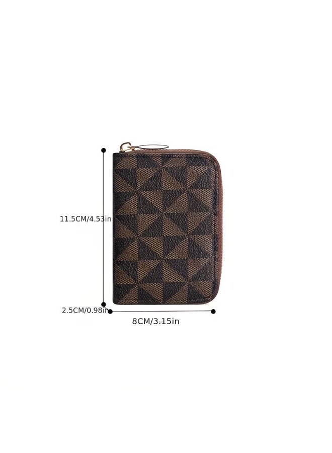 Goolsky Blocking Anti-Demagnetization 12-Slot Women's Card Holder Wallet - Retro with Plaid & Striped Design, Zipper Closure, Compact Organizer for Driver's License & IDs, High-End Niche Ins Grid Style, Polyester Lined Interior - Image 5
