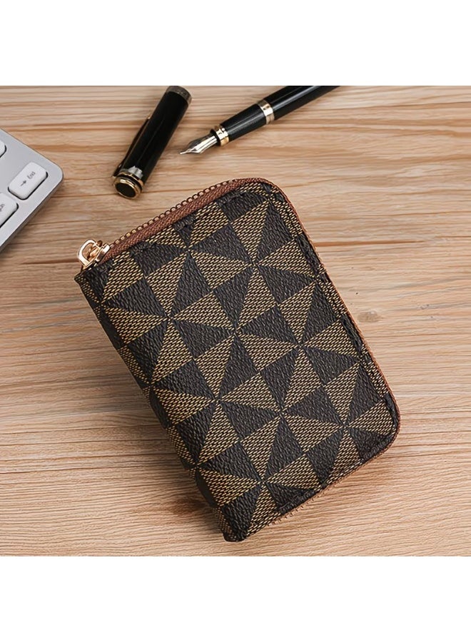 Goolsky Blocking Anti-Demagnetization 12-Slot Women's Card Holder Wallet - Retro with Plaid & Striped Design, Zipper Closure, Compact Organizer for Driver's License & IDs, High-End Niche Ins Grid Style, Polyester Lined Interior - Image 4