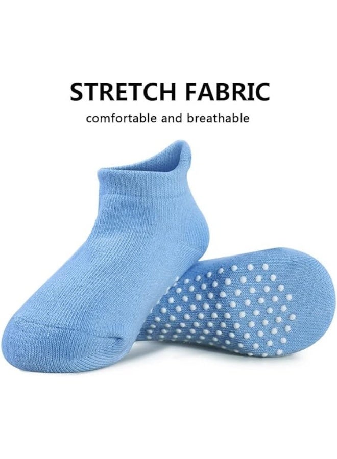 نيس آرت 6 أزواج من جوارب القطن الطفل متعددة الألوان المضادة للانزلاق - جوارب الكاحل الطفل المضادة للانزلاق للأولاد والبنات ، ناعمة وتتنفس ، متعددة الألوان (0-5 سنوات) - Image 4