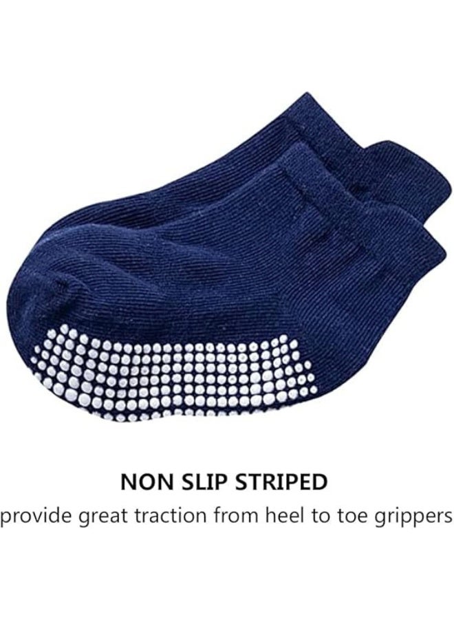 نيس آرت 6 أزواج من جوارب القطن الطفل متعددة الألوان المضادة للانزلاق - جوارب الكاحل الطفل المضادة للانزلاق للأولاد والبنات ، ناعمة وتتنفس ، متعددة الألوان (0-5 سنوات) - Image 5