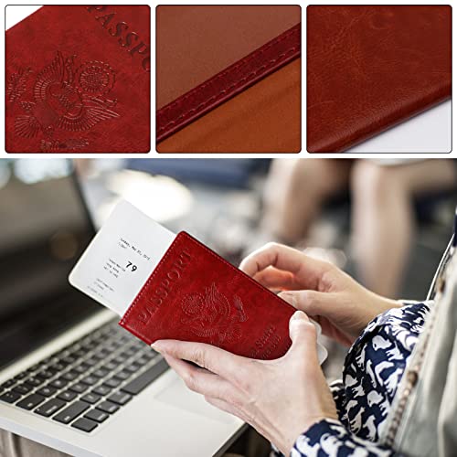 TIGARI Passport Holder for Travel Women Men, PU Leather Passport Wallet Cover Case Sleeve, Waterproof Protected Document Organizer, Family Vacation Plane Cruise Travel Essentials-Red - Image 4