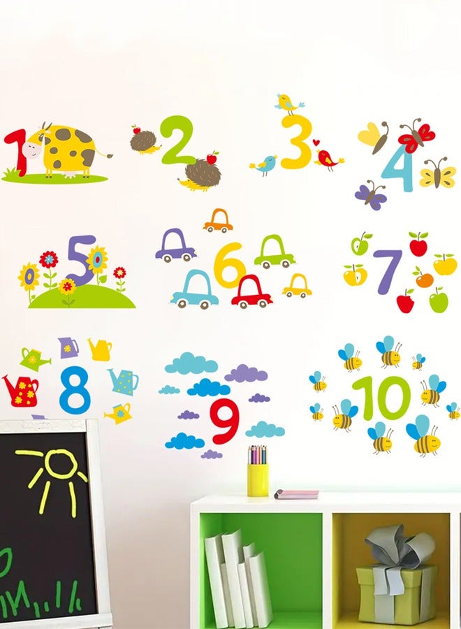 BF HOME Cartoon Numbers with Flowers & Animals Wall Stickers, Self-Adhesive Educational Decor for Nursery, Kindergarten Classroom, Kids Room Learning Wall Decals - Image 4
