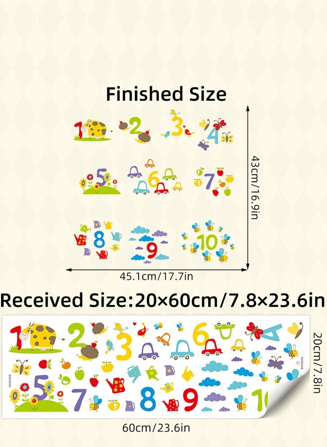 BF HOME Cartoon Numbers with Flowers & Animals Wall Stickers, Self-Adhesive Educational Decor for Nursery, Kindergarten Classroom, Kids Room Learning Wall Decals - Image 5