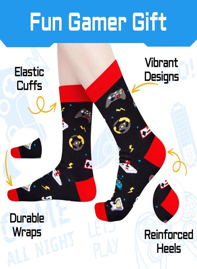 Happy Pop Gamer Gifts for Men - Funny Socks for Men Women, Gaming Socks for Teens with Greeting Card and Keychain - Image 3