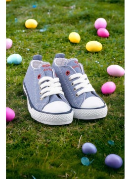 Liger Unisex Boy Girl Linen Short Converse Model Lace-Up Sports Shoes Blue  - Image 2