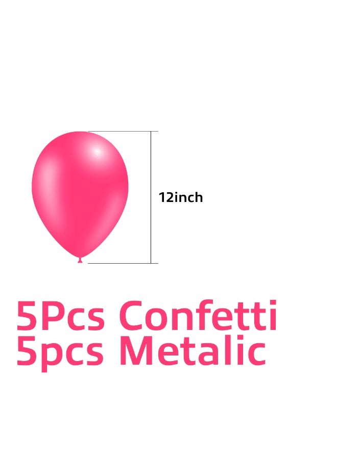 نقطة الحزب 10 قطع من بالونات اللاتكس، 12 بوصة من البالونات الوردية المعدنية (5 قطع) وبالونات وردية اللون (5 قطع) لتزيين أعياد الميلاد وحفلات الزفاف والحفلات - Image 3