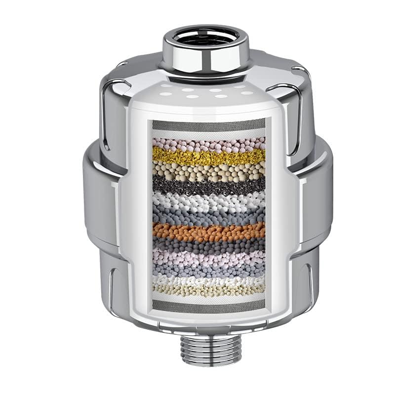 Kuber Industries Shower Filter Element Steel Shower Filter for Hard Water 9 In 1 Hard Water Filter for Chlorine Removal 15 Stages Compound Filter Set W3015 Silver - Image 2