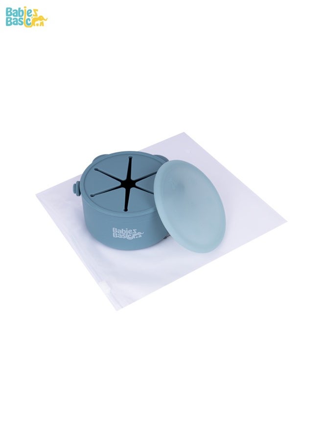 Silicone Snack Cup/Box With Lid, 100 % Food-Grade Silicone, Bpa And Phthalate Free, Non-Slip Design-Easy To Carry, Travel Case Included- Blue