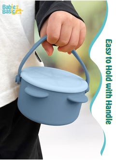 Babies Basic Silicone Snack Cup/Box With Lid, 100 % Food-Grade Silicone, Bpa And Phthalate Free, Non-Slip Design-Easy To Carry, Travel Case Included- Blue  - Image 3