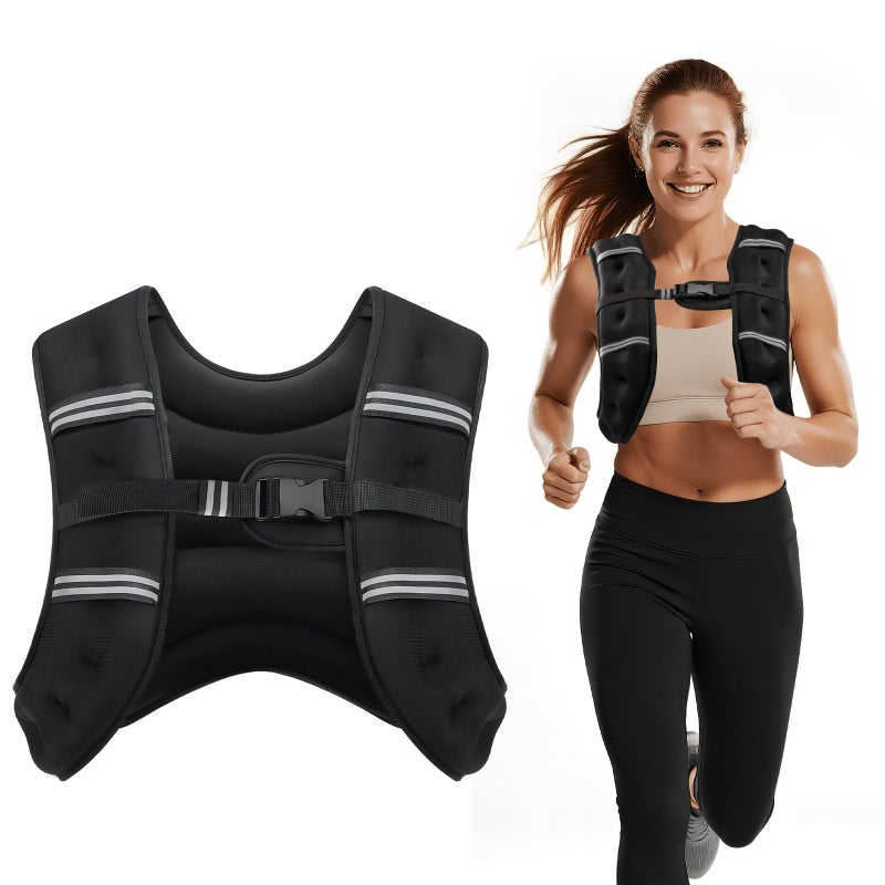 Cavry Weighted Vest, 8lb/12lb/16lb/20lb/25lb/30lb Weight Vest with Two Adjustment Straps for Men Women, Body Weight Vests Adjustable with Reflective Stripe for Strength Training, Running, Training Workout, Jogging, Walking-8LB - Image 1
