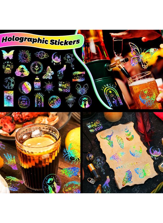 Bluejw 300 Sheets Of Laser Sticker Paper Butterfly Magic World Children's Reward Decoration Colorful Pet Laser Back Card Sticker - Image 3