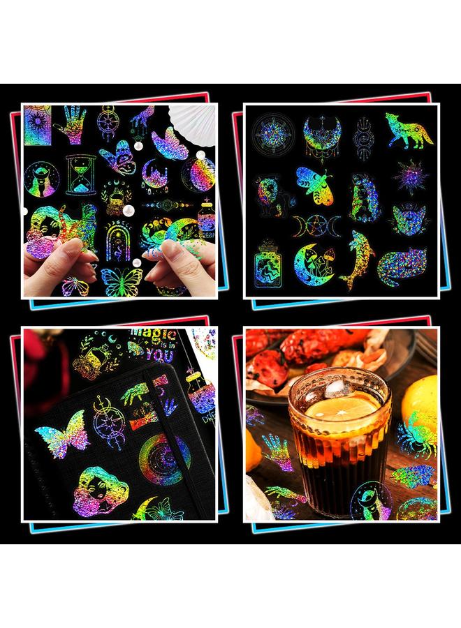 Bluejw 300 Sheets Of Laser Sticker Paper Butterfly Magic World Children's Reward Decoration Colorful Pet Laser Back Card Sticker - Image 2