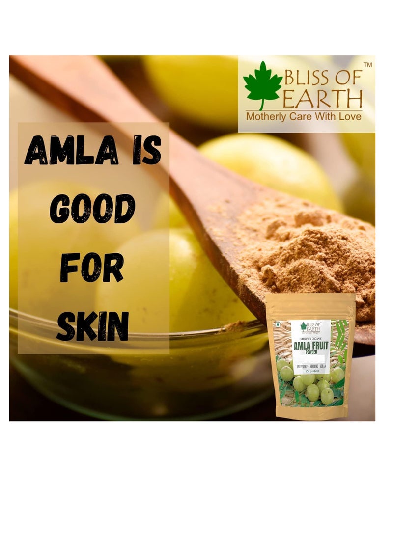 BLISS OF EARTH 100% Pure Natural AMLA Powder 453GM Indian Gooseberry Great For Hair Conditioning and Hair Coloring Mixture Natural Vitamin C and Antioxidants Pack of 4  - Image 5