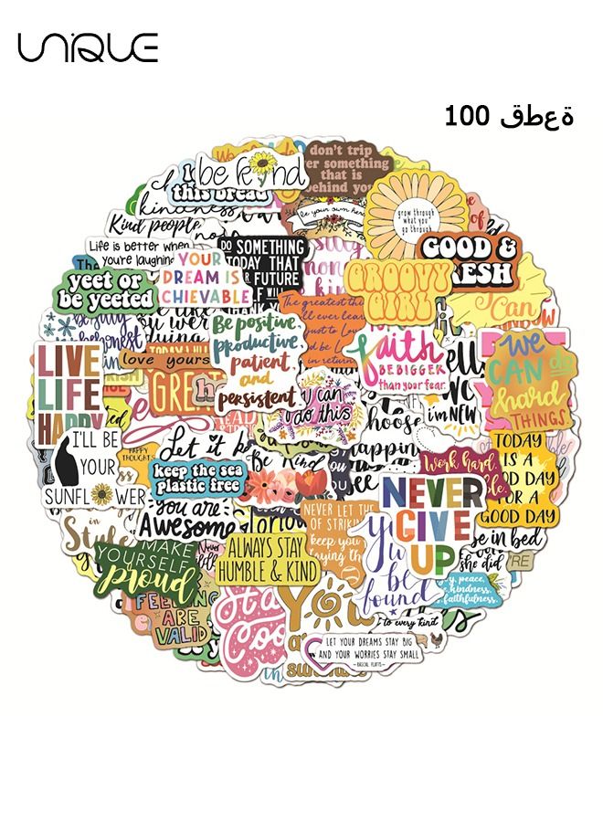 Unique 100 Pcs Inspirational Words Stickers for Motivational Quote Stickers for Teens and Adults Trendy Vinyl Positive Sticker for Water Bottles Book Laptop  - Image 1