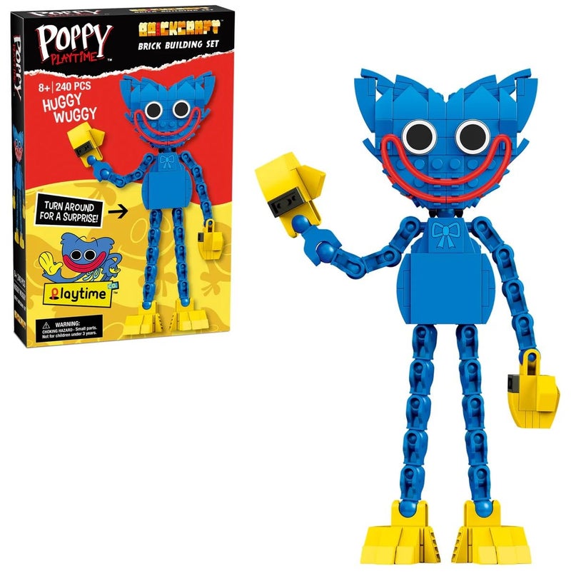 Brickcraft Officially Licensed Poppy Playtime Huggy Wuggy with Posable Limbs and Interchangeable Faces Included 240 Pieces Multicolored Brick Building Set - Image 1