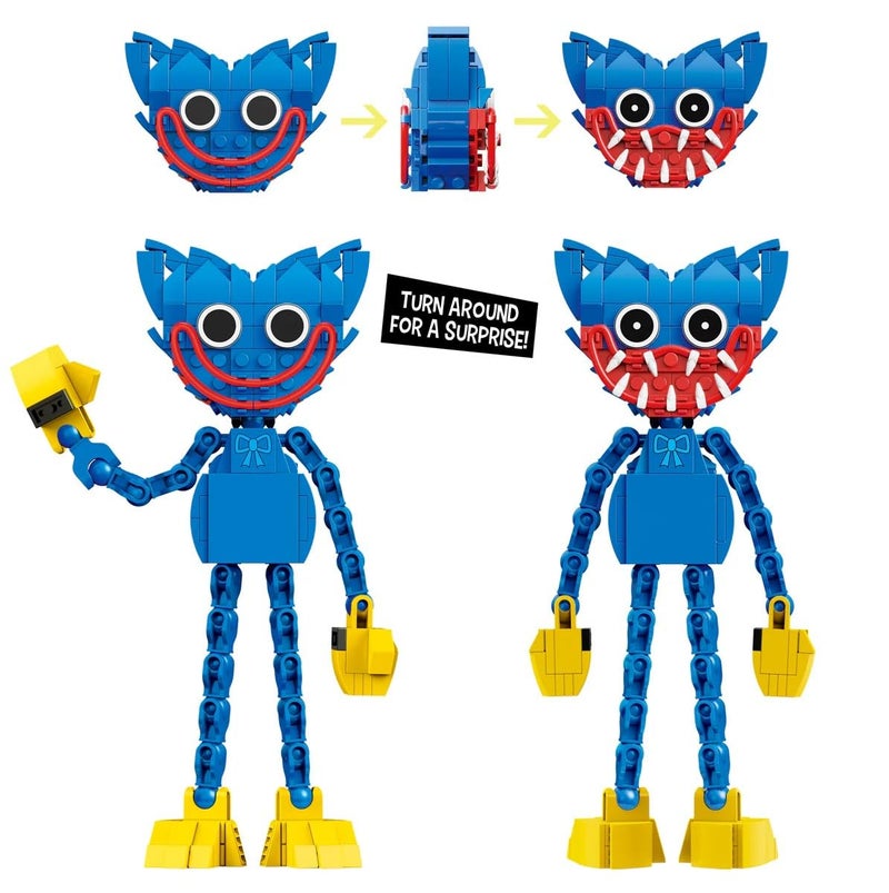 Brickcraft Officially Licensed Poppy Playtime Huggy Wuggy with Posable Limbs and Interchangeable Faces Included 240 Pieces Multicolored Brick Building Set - Image 2