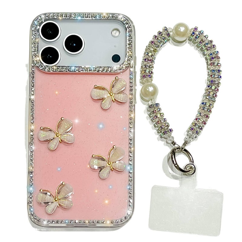 غطاء واقي بAcrylic لـ iPhone 13 مع حماية من السقوط وبريق مع مقاوم للصدمات مع نقشة الفراشة باللون Butterfly من الأكريليك - Image 1