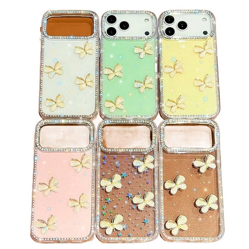 غطاء واقي بAcrylic لـ iPhone 13 مع حماية من السقوط وبريق مع مقاوم للصدمات مع نقشة الفراشة باللون Butterfly من الأكريليك - Image 3
