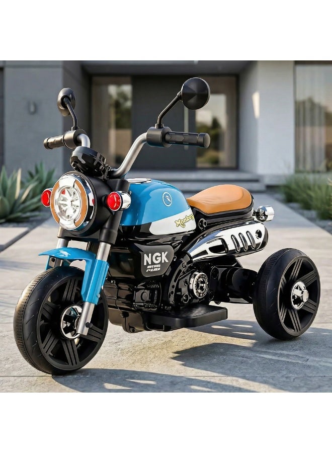 Baybee Electric Bike for Kids | Rechargeable Kids Bike with LED Lights, USB & Music | Big Battery Operated Bikes | Ride on Toy for Kid to Drive 2 Years to 5 Years Boys Girls (Blue) - Image 1