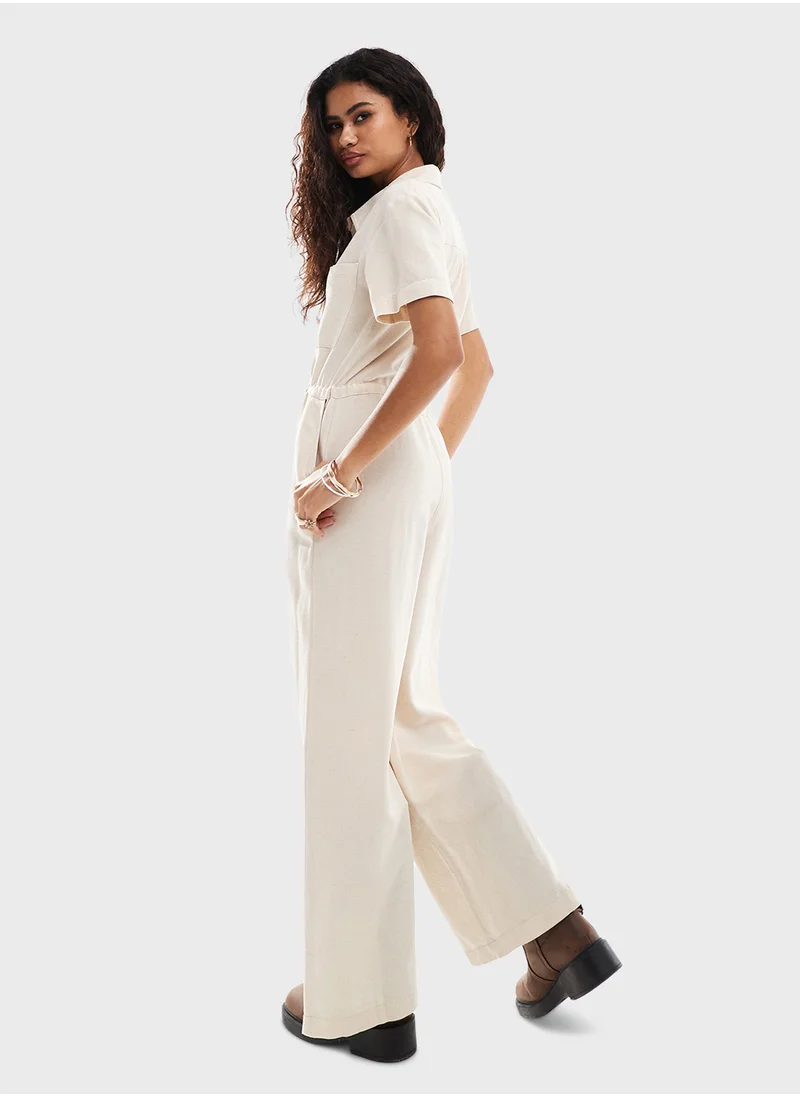 ريكلايمد فينتدج Drawstring Detail Linen Jumpsuit