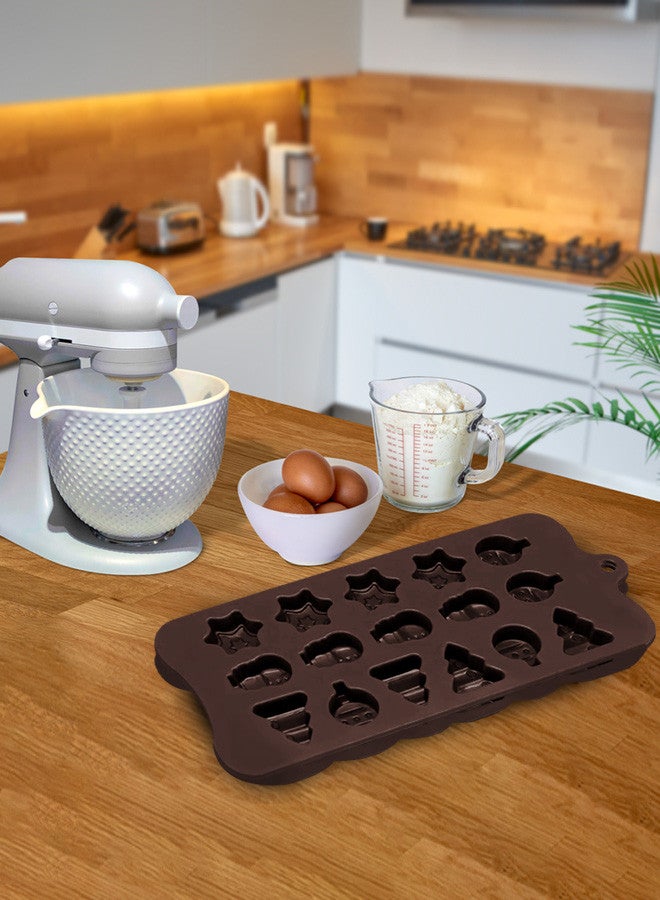 CATANES 2 Pcs Silicone Mold Mini Chocolate Mold Candy Jelly Ice Cube Mold Diy Cake Baking Decorating Tools 22x20x3 Cm Brown  - Image 2