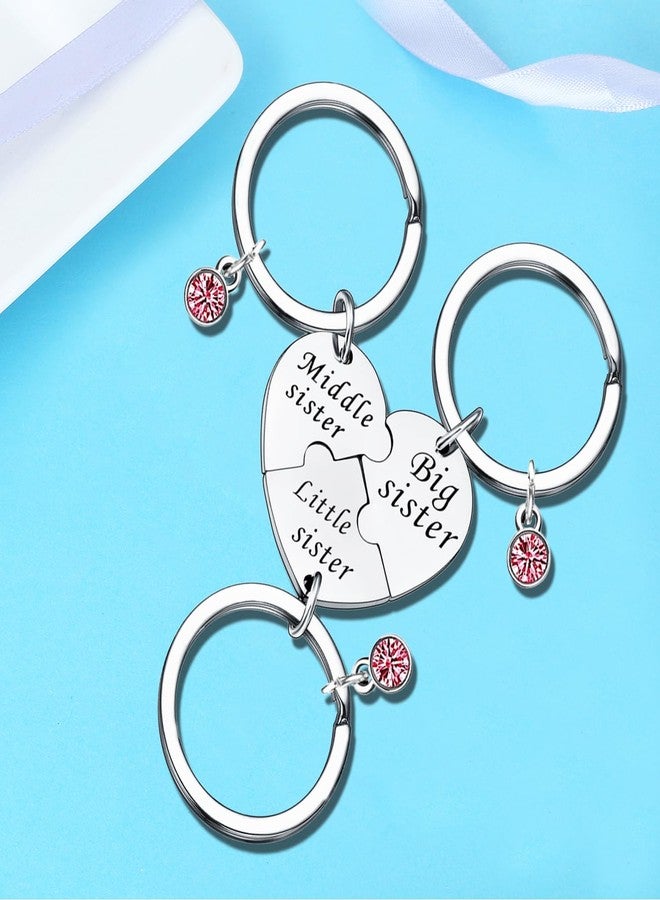 Nimteve 3PCS Sister Keychain Heart Matching Keyring for Sister Big Sis Middle Sis Little Sis Gift Christmas Birthday Gifts for Sisters - Image 3