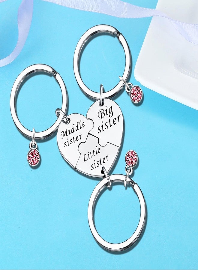 Nimteve 3PCS Sister Keychain Heart Matching Keyring for Sister Big Sis Middle Sis Little Sis Gift Christmas Birthday Gifts for Sisters - Image 2
